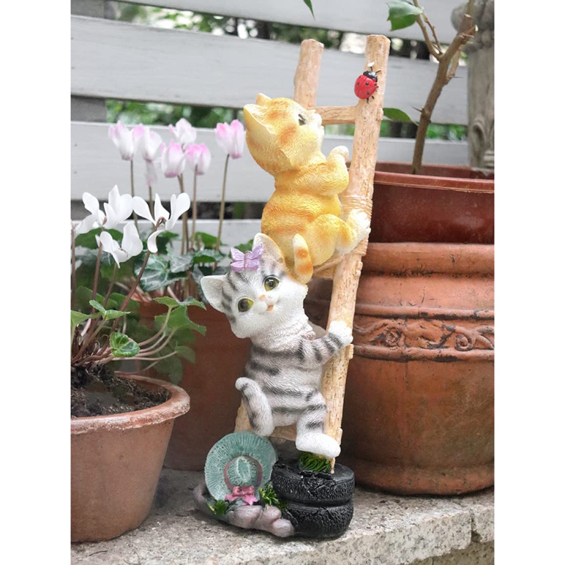 Amazon.co.jp: ガーデンオーナメント 動物 アニマル F 置物 猫 ねこ